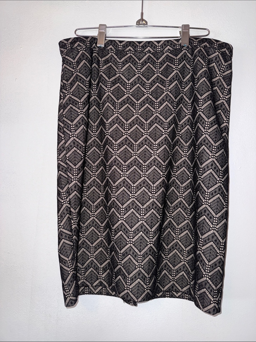 The Limited Black and Cream Geometric Lace Midi Skirt